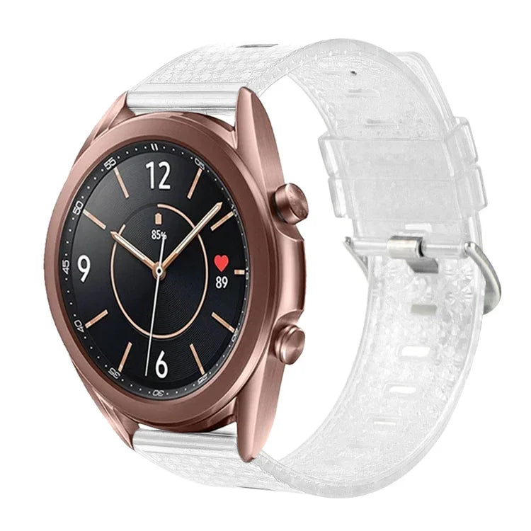 Dây đồng hồ TPU kim cương trong suốt sáng bóng 20mm, dành cho Samsung Galaxy Watch 3 41mm, Samsung Galaxy Watch 42mm, Samsung Galaxy Watch5 40mm / 44mm, Samsung Galaxy Watch5 Pro, Samsung Galaxy Watch4 / Watch4 Classic, Samsung Galaxy Watch3 4...