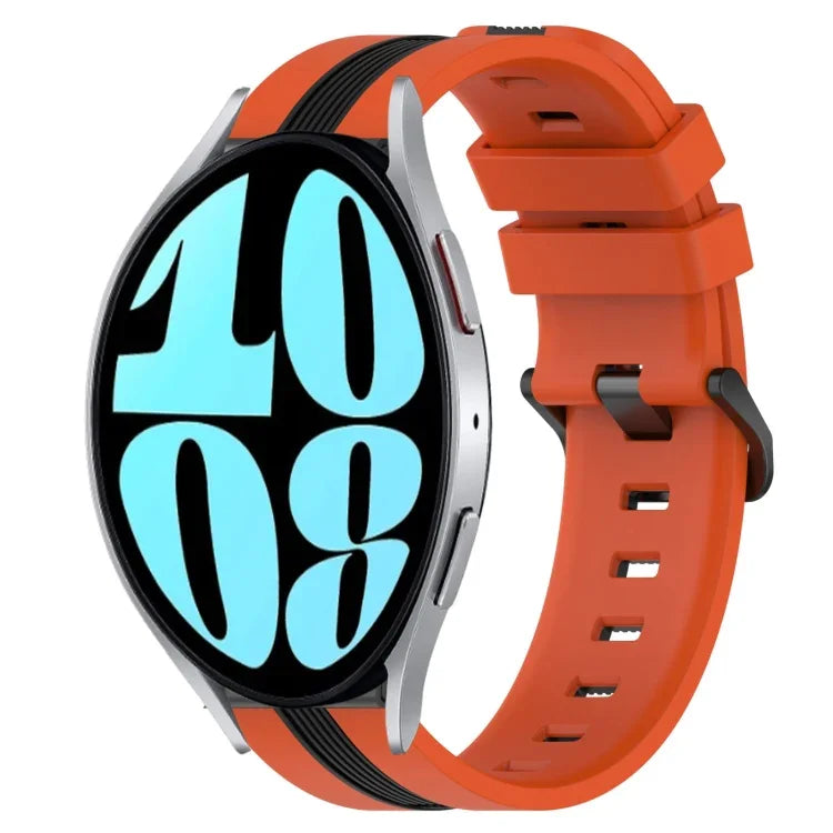 Dây đồng hồ silicone hai màu dọc 20mm, Dành cho Samsung Galaxy Watch 6 40mm, Dành cho Samsung Galaxy Watch 6 Classic 43mm