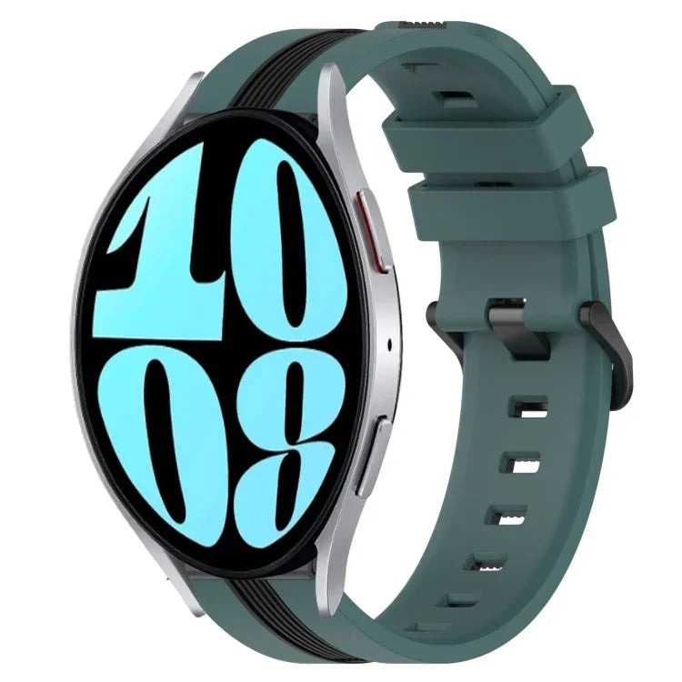 20mm Vertical Two-Color Silicone Watch Band, For Samsung Galaxy Watch 6 40mm, For Samsung Galaxy Watch 6 Classic 43mm