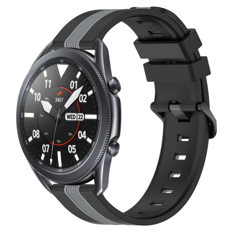 Dây đồng hồ silicone hai màu dọc 22mm, dành cho Samsung Galaxy Watch3 45mm, Samsung Galaxy Watch 46mm, Samsung Gear S3 Classic, Samsung Gear S3 Frontier