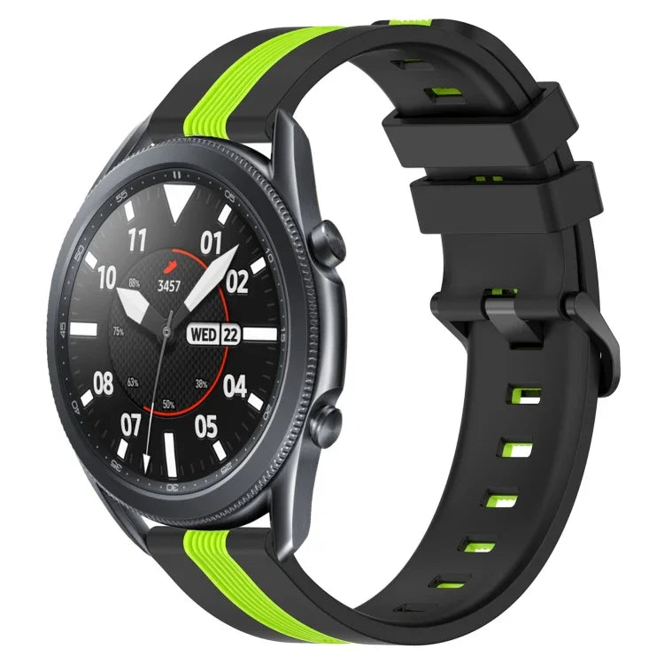 Dây đồng hồ silicone hai màu dọc 22mm, dành cho Samsung Galaxy Watch3 45mm, Samsung Galaxy Watch 46mm, Samsung Gear S3 Classic, Samsung Gear S3 Frontier