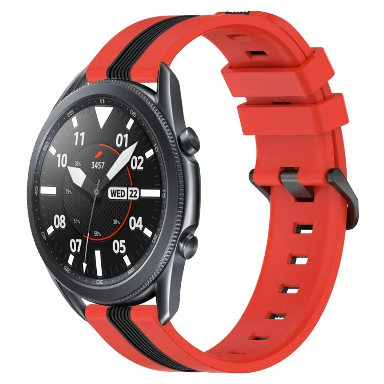 Dây đồng hồ silicone hai màu dọc 22mm, dành cho Samsung Galaxy Watch3 45mm, Samsung Galaxy Watch 46mm, Samsung Gear S3 Classic, Samsung Gear S3 Frontier