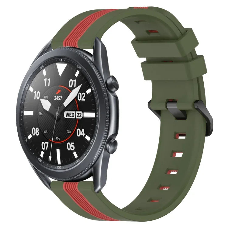 Dây đồng hồ silicone hai màu dọc 22mm, dành cho Samsung Galaxy Watch3 45mm, Samsung Galaxy Watch 46mm, Samsung Gear S3 Classic, Samsung Gear S3 Frontier