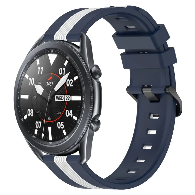 Dây đồng hồ silicone hai màu dọc 22mm, dành cho Samsung Galaxy Watch3 45mm, Samsung Galaxy Watch 46mm, Samsung Gear S3 Classic, Samsung Gear S3 Frontier