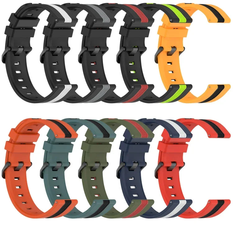 Dây đồng hồ silicone hai màu dọc 22mm, dành cho Samsung Galaxy Watch3 45mm, Samsung Galaxy Watch 46mm, Samsung Gear S3 Classic, Samsung Gear S3 Frontier
