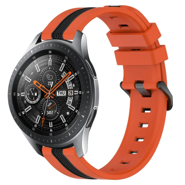 Dây đồng hồ silicone hai màu dọc 22mm, dành cho Samsung Galaxy Watch3 45mm, Samsung Galaxy Watch 46mm, Samsung Gear S3 Classic, Samsung Gear S3 Frontier
