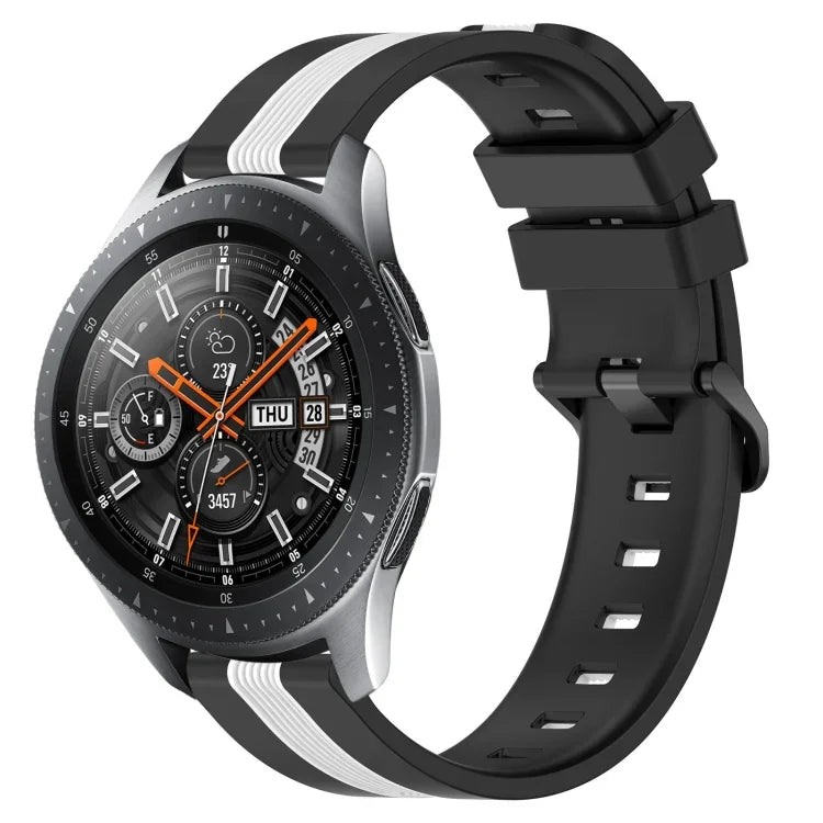 Dây đồng hồ silicone hai màu dọc 22mm, dành cho Samsung Galaxy Watch3 45mm, Samsung Galaxy Watch 46mm, Samsung Gear S3 Classic, Samsung Gear S3 Frontier