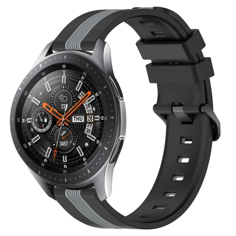 Dây đồng hồ silicone hai màu dọc 22mm, dành cho Samsung Galaxy Watch3 45mm, Samsung Galaxy Watch 46mm, Samsung Gear S3 Classic, Samsung Gear S3 Frontier