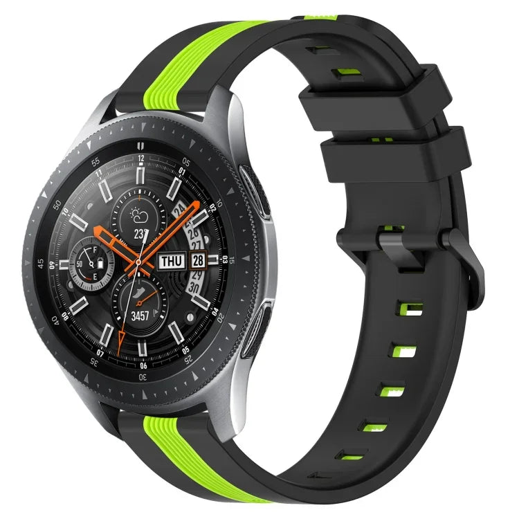 Dây đồng hồ silicone hai màu dọc 22mm, dành cho Samsung Galaxy Watch3 45mm, Samsung Galaxy Watch 46mm, Samsung Gear S3 Classic, Samsung Gear S3 Frontier