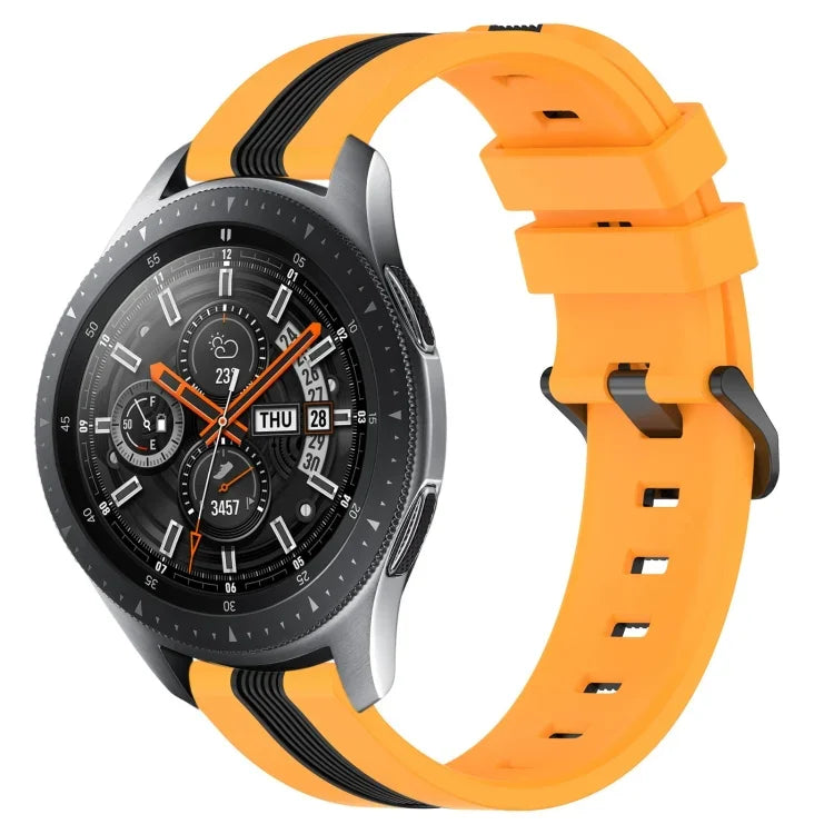 Dây đồng hồ silicone hai màu dọc 22mm, dành cho Samsung Galaxy Watch3 45mm, Samsung Galaxy Watch 46mm, Samsung Gear S3 Classic, Samsung Gear S3 Frontier