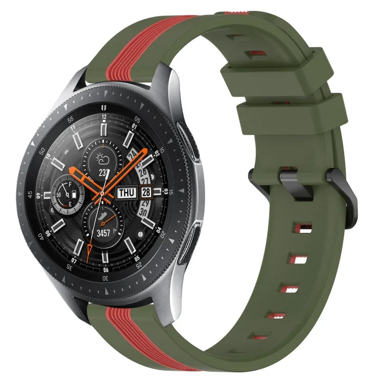 Dây đồng hồ silicone hai màu dọc 22mm, dành cho Samsung Galaxy Watch3 45mm, Samsung Galaxy Watch 46mm, Samsung Gear S3 Classic, Samsung Gear S3 Frontier