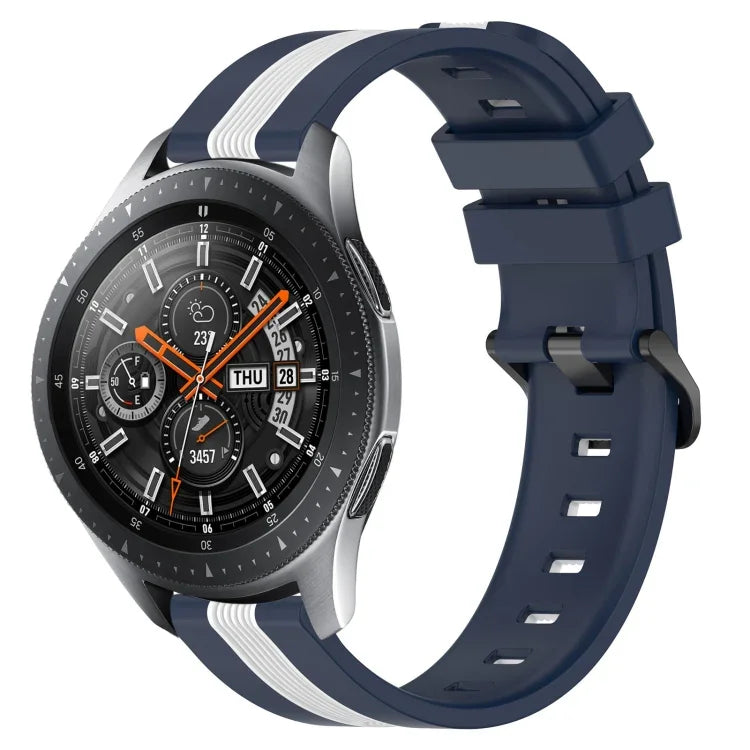 Dây đồng hồ silicone hai màu dọc 22mm, dành cho Samsung Galaxy Watch3 45mm, Samsung Galaxy Watch 46mm, Samsung Gear S3 Classic, Samsung Gear S3 Frontier