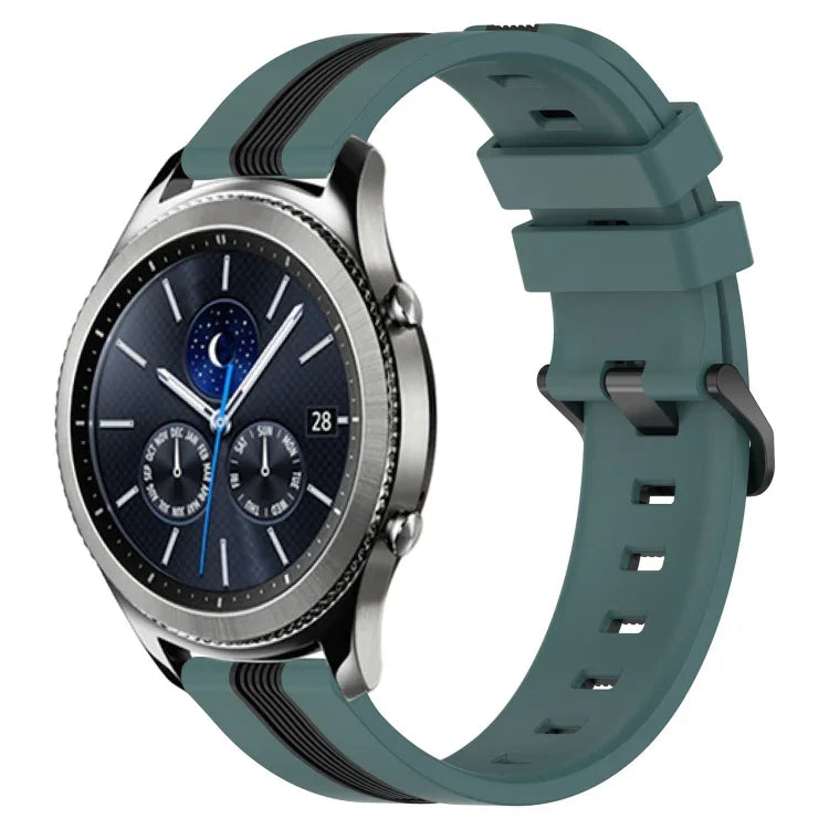 Dây đồng hồ silicone hai màu dọc 22mm, dành cho Samsung Galaxy Watch3 45mm, Samsung Galaxy Watch 46mm, Samsung Gear S3 Classic, Samsung Gear S3 Frontier