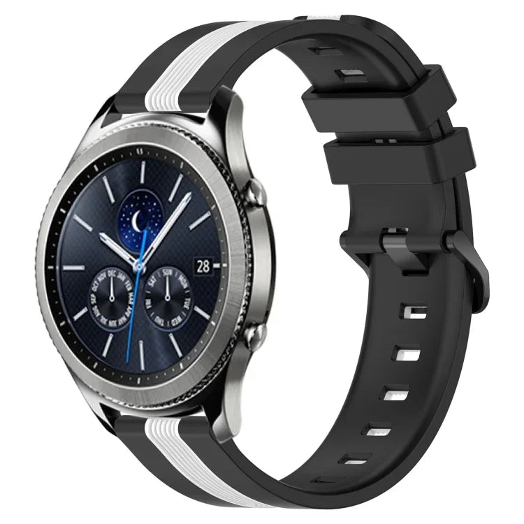 Dây đồng hồ silicone hai màu dọc 22mm, dành cho Samsung Galaxy Watch3 45mm, Samsung Galaxy Watch 46mm, Samsung Gear S3 Classic, Samsung Gear S3 Frontier