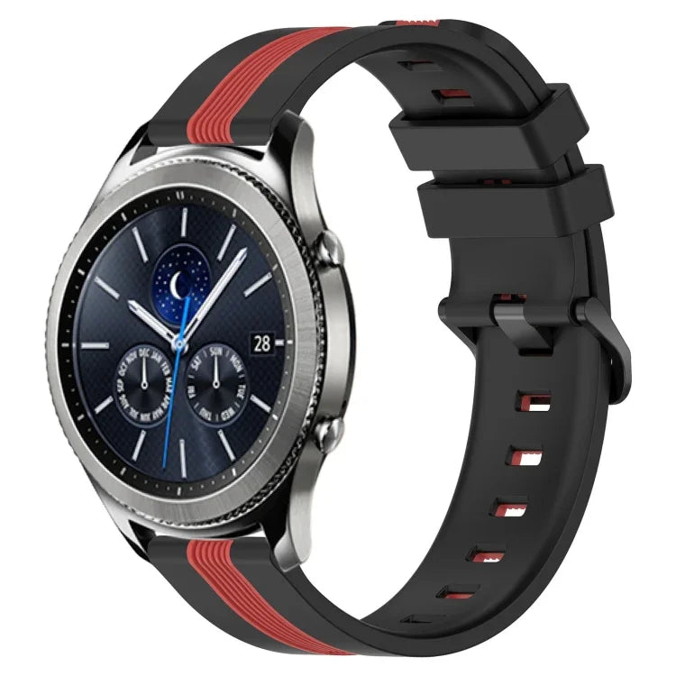 Dây đồng hồ silicone hai màu dọc 22mm, dành cho Samsung Galaxy Watch3 45mm, Samsung Galaxy Watch 46mm, Samsung Gear S3 Classic, Samsung Gear S3 Frontier