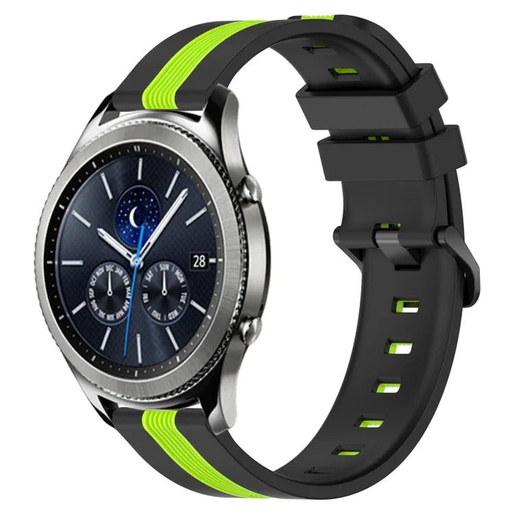 Dây đồng hồ silicone hai màu dọc 22mm, dành cho Samsung Galaxy Watch3 45mm, Samsung Galaxy Watch 46mm, Samsung Gear S3 Classic, Samsung Gear S3 Frontier