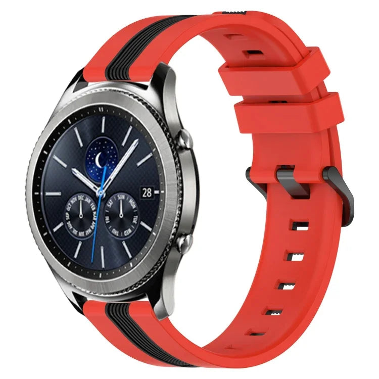 Dây đồng hồ silicone hai màu dọc 22mm, dành cho Samsung Galaxy Watch3 45mm, Samsung Galaxy Watch 46mm, Samsung Gear S3 Classic, Samsung Gear S3 Frontier