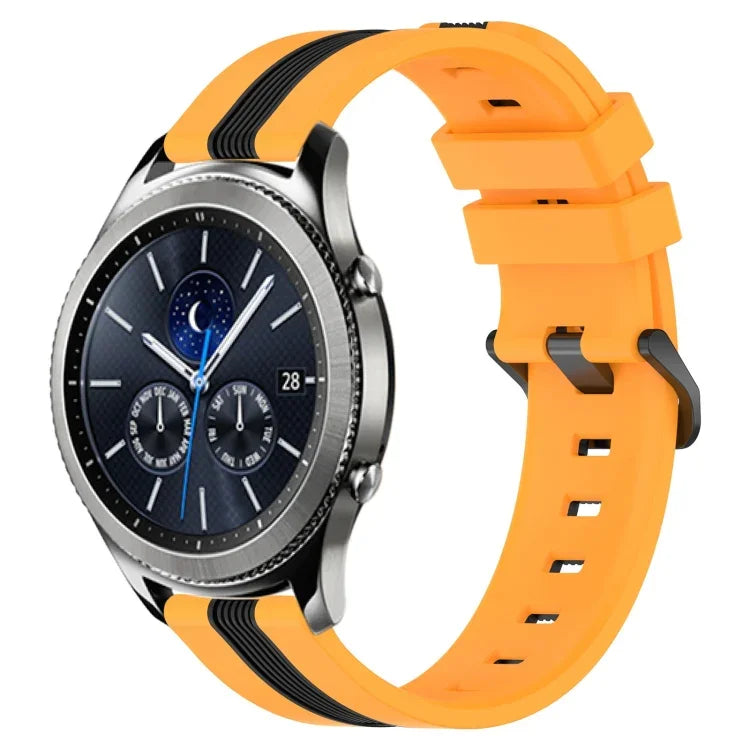 Dây đồng hồ silicone hai màu dọc 22mm, dành cho Samsung Galaxy Watch3 45mm, Samsung Galaxy Watch 46mm, Samsung Gear S3 Classic, Samsung Gear S3 Frontier