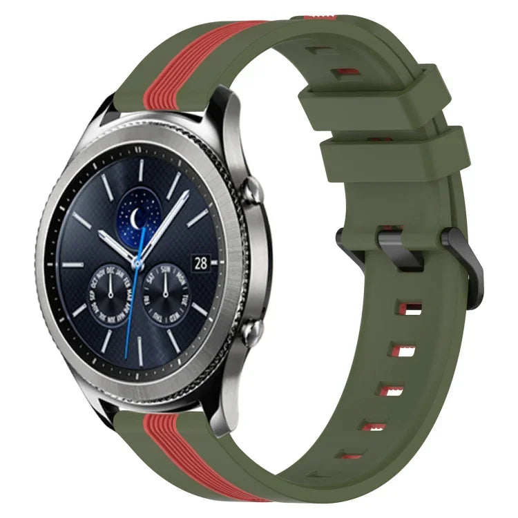 Dây đồng hồ silicone hai màu dọc 22mm, dành cho Samsung Galaxy Watch3 45mm, Samsung Galaxy Watch 46mm, Samsung Gear S3 Classic, Samsung Gear S3 Frontier