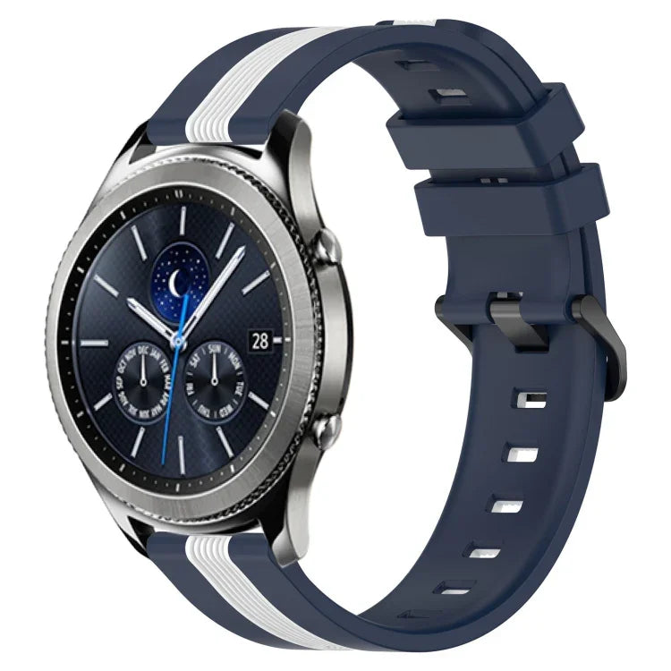 Dây đồng hồ silicone hai màu dọc 22mm, dành cho Samsung Galaxy Watch3 45mm, Samsung Galaxy Watch 46mm, Samsung Gear S3 Classic, Samsung Gear S3 Frontier