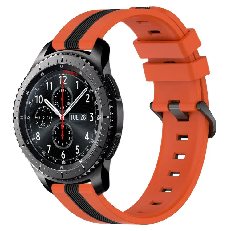 Dây đồng hồ silicone hai màu dọc 22mm, dành cho Samsung Galaxy Watch3 45mm, Samsung Galaxy Watch 46mm, Samsung Gear S3 Classic, Samsung Gear S3 Frontier