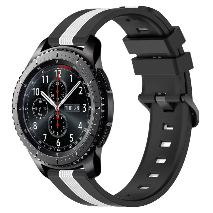Dây đồng hồ silicone hai màu dọc 22mm, dành cho Samsung Galaxy Watch3 45mm, Samsung Galaxy Watch 46mm, Samsung Gear S3 Classic, Samsung Gear S3 Frontier