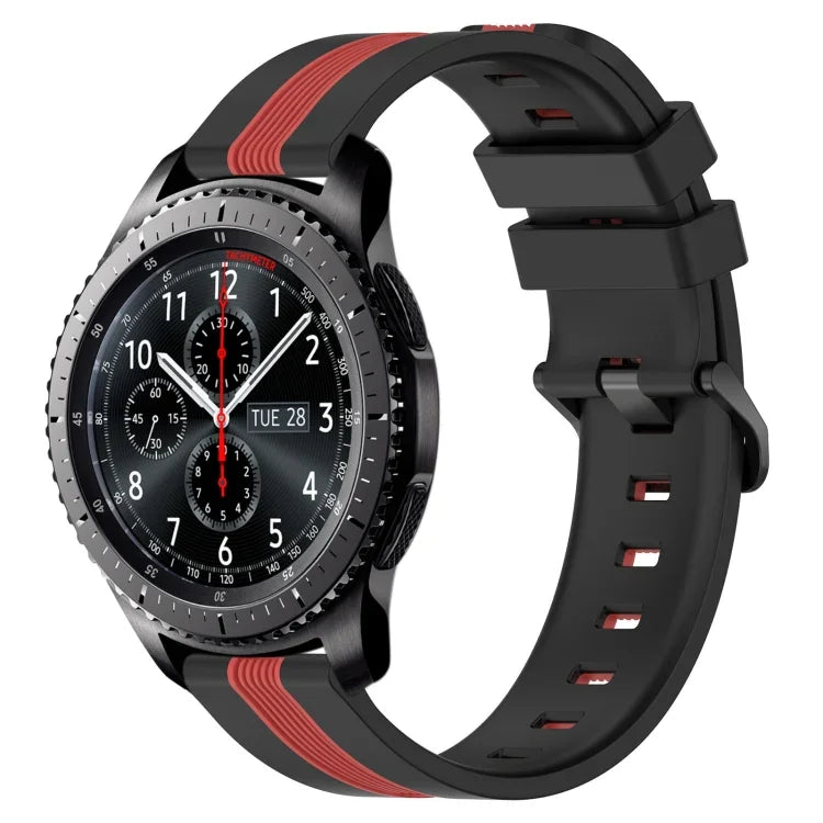 Dây đồng hồ silicone hai màu dọc 22mm, dành cho Samsung Galaxy Watch3 45mm, Samsung Galaxy Watch 46mm, Samsung Gear S3 Classic, Samsung Gear S3 Frontier