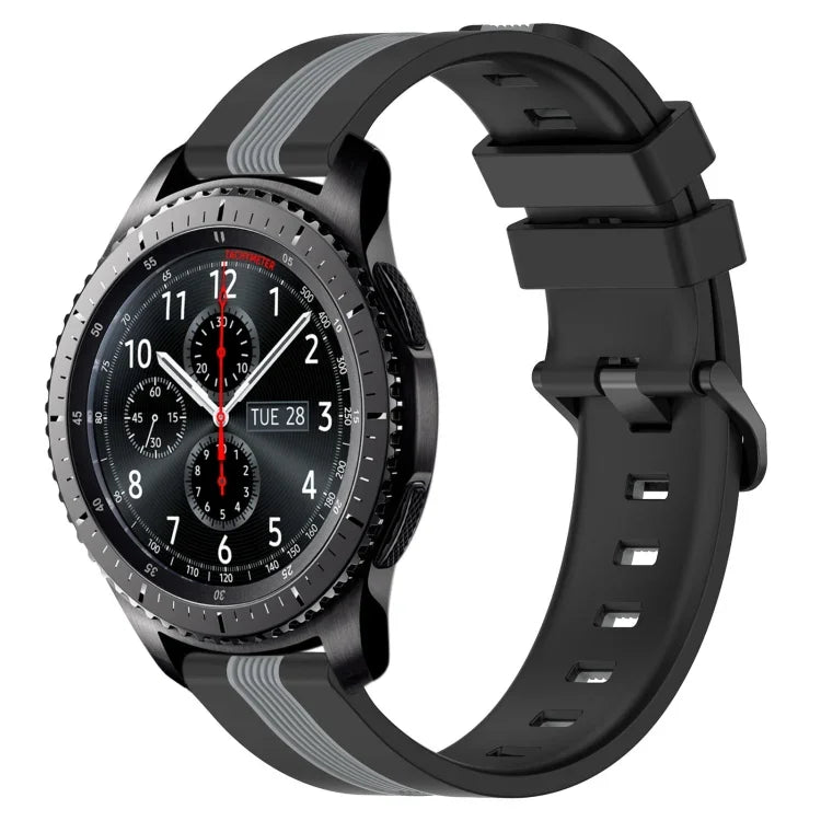 Dây đồng hồ silicone hai màu dọc 22mm, dành cho Samsung Galaxy Watch3 45mm, Samsung Galaxy Watch 46mm, Samsung Gear S3 Classic, Samsung Gear S3 Frontier