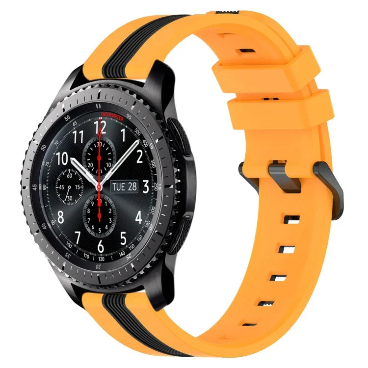Dây đồng hồ silicone hai màu dọc 22mm, dành cho Samsung Galaxy Watch3 45mm, Samsung Galaxy Watch 46mm, Samsung Gear S3 Classic, Samsung Gear S3 Frontier