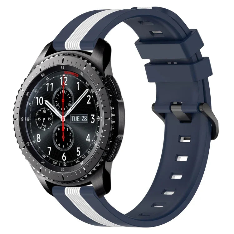 Dây đồng hồ silicone hai màu dọc 22mm, dành cho Samsung Galaxy Watch3 45mm, Samsung Galaxy Watch 46mm, Samsung Gear S3 Classic, Samsung Gear S3 Frontier