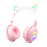 Tai nghe nhạc không dây Bluetooth KE28 tai mèo RGB dễ thương, mic có thể tháo rời