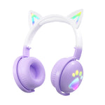 Tai nghe nhạc không dây Bluetooth KE28 tai mèo RGB dễ thương, mic có thể tháo rời