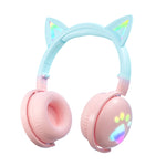 Tai nghe nhạc không dây Bluetooth KE28 tai mèo RGB dễ thương, mic có thể tháo rời