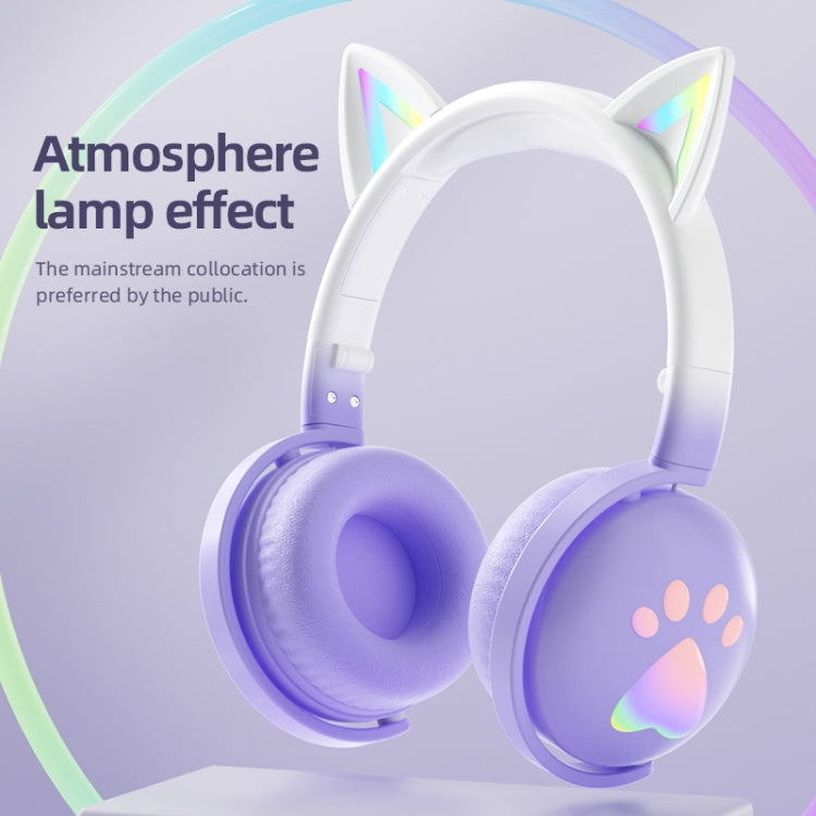 Tai nghe nhạc không dây Bluetooth KE28 tai mèo RGB dễ thương, mic có thể tháo rời