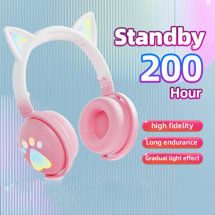 Tai nghe nhạc không dây Bluetooth KE28 tai mèo RGB dễ thương, mic có thể tháo rời
