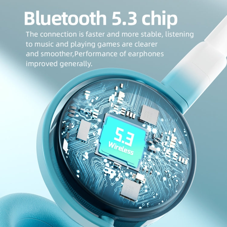 Tai nghe nhạc không dây Bluetooth KE28 tai mèo RGB dễ thương, mic có thể tháo rời