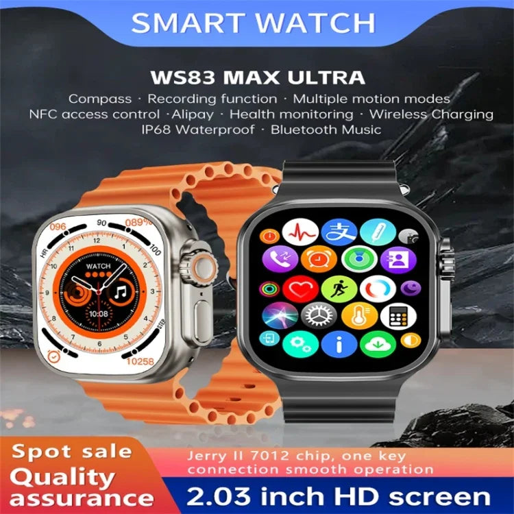 Đồng hồ thông minh màn hình màu WS83 MAX ULTRA 2.03 inch, Hỗ trợ theo dõi nhịp tim / Huyết áp