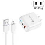 Sạc điện thoại PD04 Type-C + USB kèm cáp USB sang 8 Pin, phích cắm US, phích cắm US + cáp USB sang 8 Pin