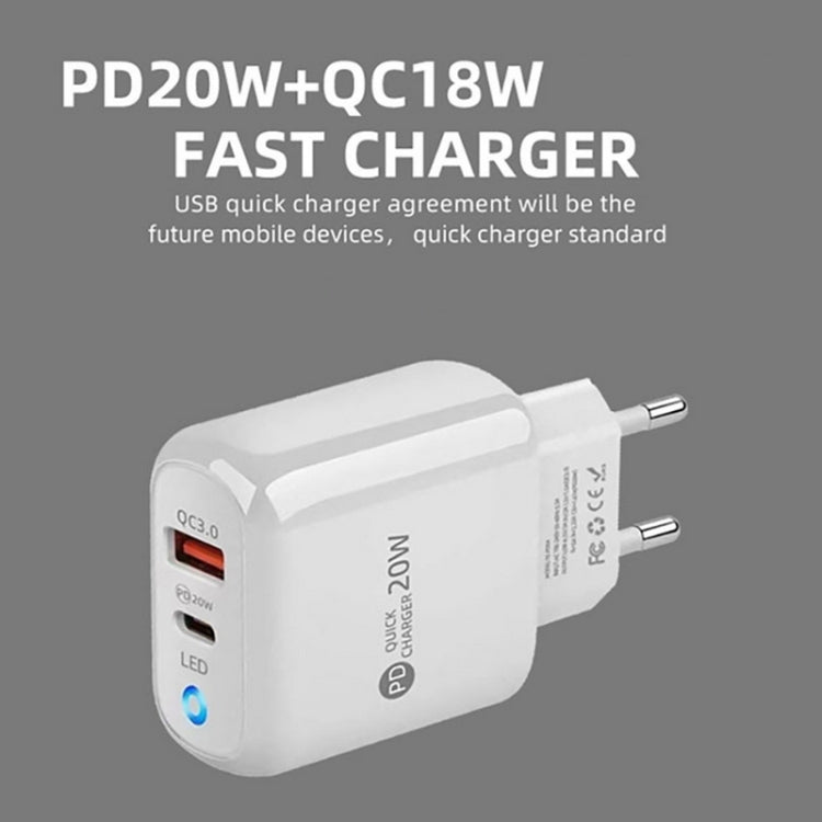 Sạc điện thoại PD04 Type-C + USB kèm cáp USB sang 8 Pin, phích cắm US, phích cắm US + cáp USB sang 8 Pin
