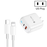 Sạc điện thoại PD04 Type-C + USB kèm cáp Type-C sang 8 Pin, phích cắm US, phích cắm US + cáp Type-C sang 8 Pin