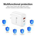 Sạc điện thoại PD04 Type-C + USB kèm cáp Type-C sang 8 Pin, phích cắm US, phích cắm US + cáp Type-C sang 8 Pin