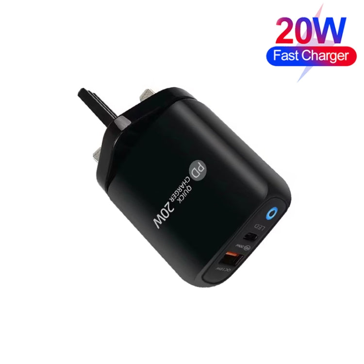 Sạc điện thoại PD04 Type-C + USB kèm cáp Type-C sang 8 Pin, phích cắm UK, phích cắm UK + cáp Type-C sang 8 Pin