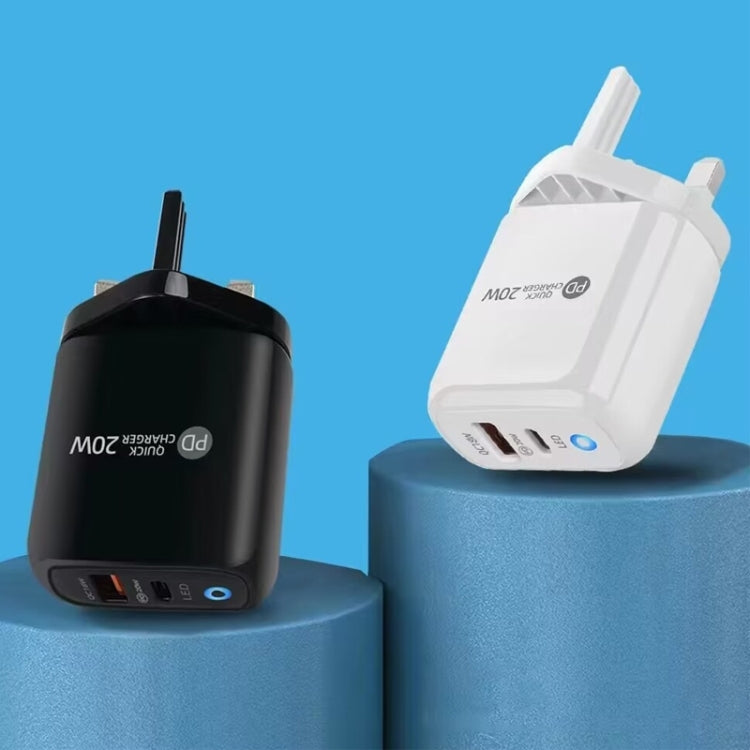 Sạc điện thoại PD04 Type-C + USB kèm cáp Type-C sang 8 Pin, phích cắm UK, phích cắm UK + cáp Type-C sang 8 Pin