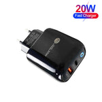 PD04 Type-C + USB Mobile Phone Charger with Type-C to Type-C Cable, EU Plug, EU Plug + Type-C to Type-C Cable