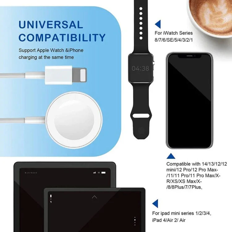 Cáp Sạc Từ Tính USB 2 trong 1 cho Apple Watch Series & iPhone dài 1.2m, DS-XB015