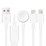 Cáp Sạc Từ Tính USB 3 trong 1 cho Apple Watch Series & iPhone & Điện Thoại có Cổng Type-C dài 4ft/1.2m, DS-XB017