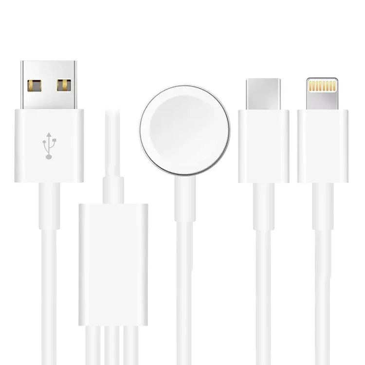 Cáp Sạc Từ Tính USB 3 trong 1 cho Apple Watch Series & iPhone & Điện Thoại có Cổng Type-C dài 4ft/1.2m, DS-XB017