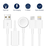 Cáp Sạc Từ Tính USB 3 trong 1 cho Apple Watch Series & iPhone & Điện Thoại có Cổng Type-C dài 4ft/1.2m, DS-XB017