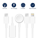 Cáp Sạc Từ Tính USB 3 trong 1 cho Apple Watch Series & Điện Thoại có Cổng Type-C Đôi dài 4ft/1.2m, DS-XB020