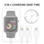 Cáp sạc từ tính 3 trong 1 Type-C cho Apple Watch Series & iPhone dài 4ft/1.2m, DS-XB019